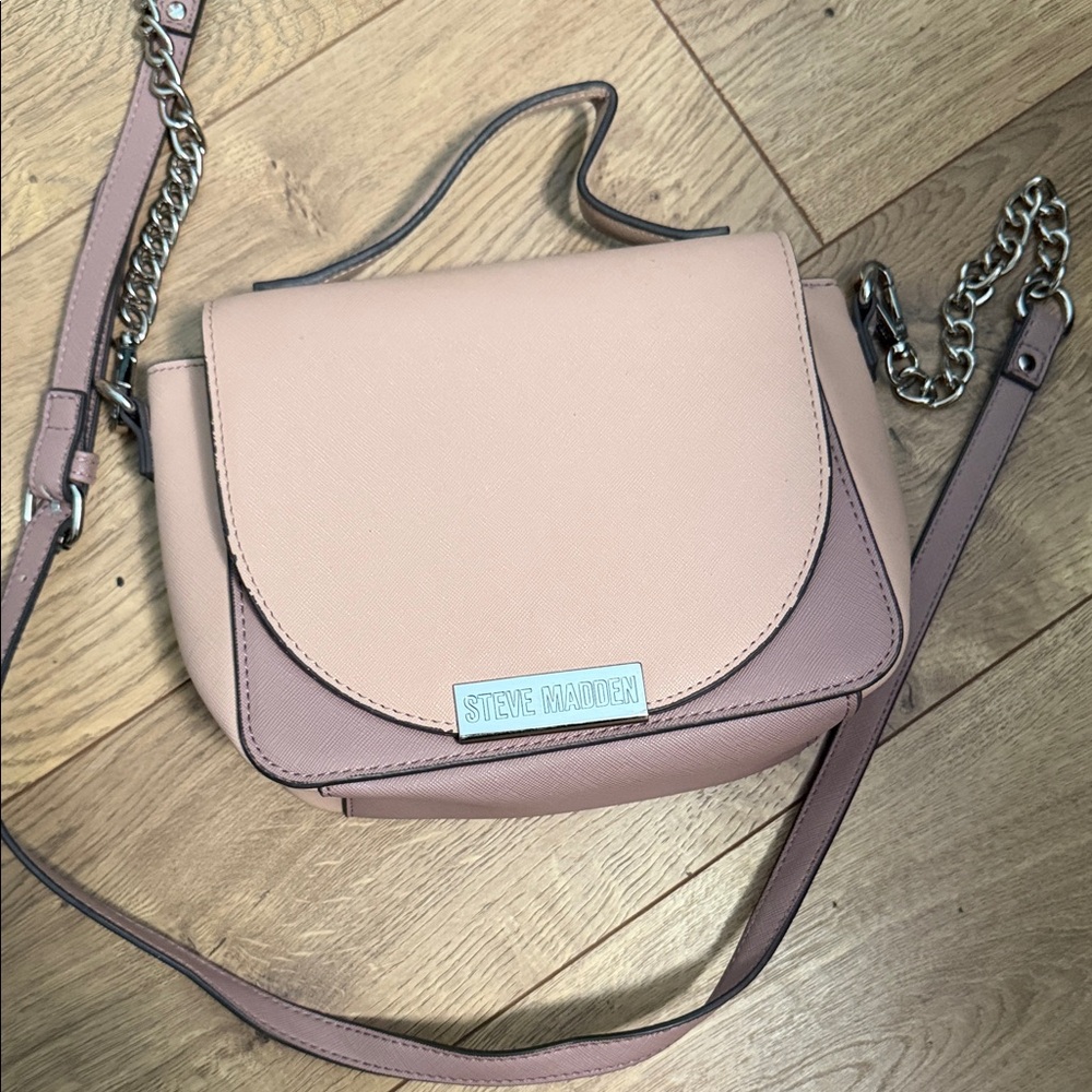 Steve Madden Two-Tone Pink & Mauve Crossbody Saddle Bag